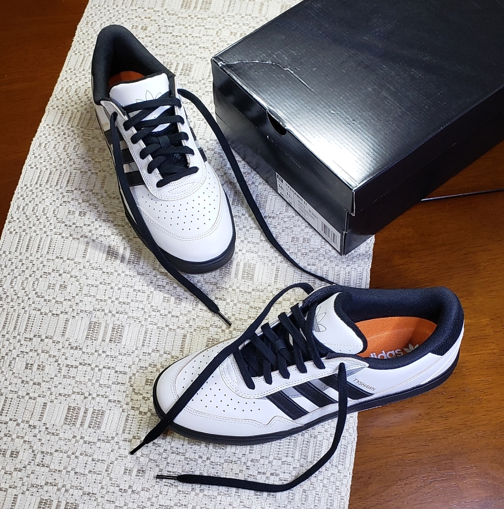 Adidas Tyshawn II Crystal White/Black/Grey Men's Skate Shoes Size 10.5